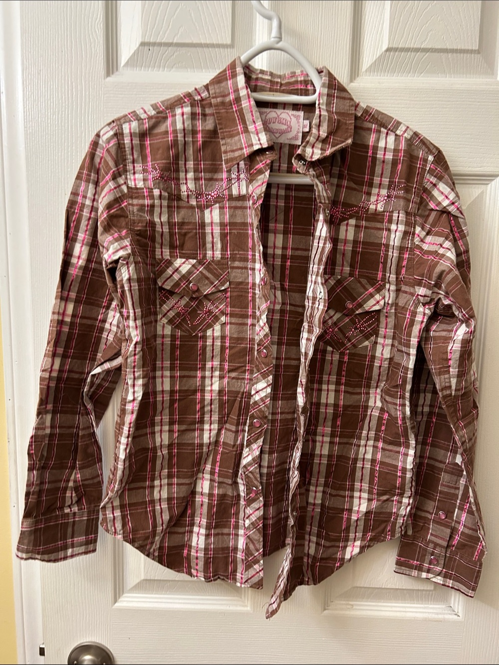 Kids Plaid Button-Down Shirt - Brown & Pink